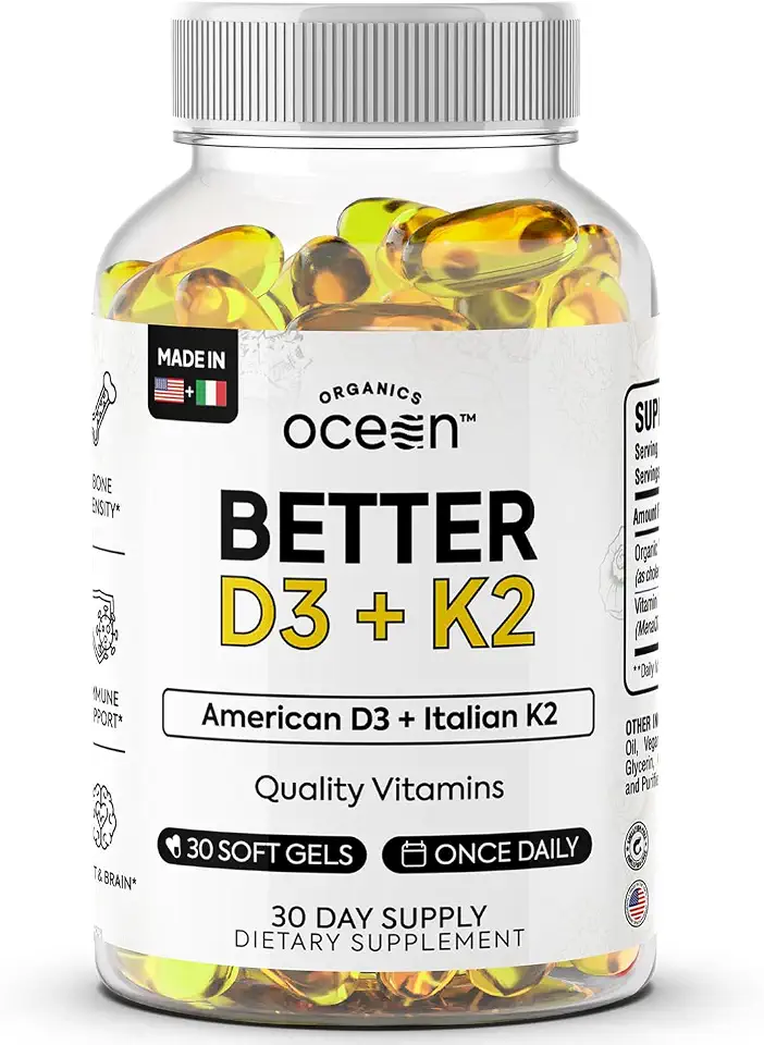 61gP-U-2OnL._AC_UL960_FMwebp_QL65_ Organics Ocean Better D3K2 Vitamin Supplement 30 Softgels 3000 IU VegD3 from algae 50 mcg MenaQ7 K2 daily bone heal (New) - Image 1