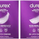 Durex Condoms Extra Sensitive Extra Lubricated Condoms Ultra Fine Natural Latex Condoms Packaging May Vary 24 Cou (New)