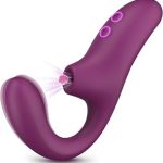 Clitoral Sucking for Women 2-in-1 G Spot Sucker Dildo s with 10 Suctions Vibrations Waterproof Flex (New)