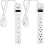 Amazon Basics Surge Protector Power Strip 6-Outlet with 200J Protection Circuit Breaker LED Indicator On/Off Switch W (New)