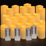 YOROXRG Set of 24 Waterproof Outdoor Flameless Candles LED Candles with 4 Remote and TimerH 4&quot 5&quot 6&quot x D 22&quotfor Hall (New)