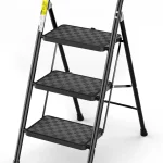 HBTower 3 Step Ladder Step Stool Foldable for Adults Wide Anti-Slip Pedal Lightweight 3 Step Ladders for Home Black (New)