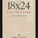 Americanflat 18x24 Poster Frame - Engineered Wood - Black Polished plexiglass front hangs vertical or horizontal sawto (New)
