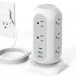 TESSAN Tower Power Strip Flat Plug with 1050J Surge Protection 6 Ft Grey 11 Outlets 3 USB 1 USB C Surge Protector P (New)