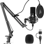 MAONO A04 USB Microphone 192kHz/24Bit Condenser Mic Kit for PC Podcast Plug &amp Play Computer Cardioid Metal Mic with Pro (New)