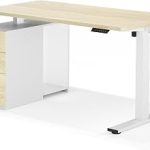FLEXISPOT EN2 55"x28" Standing Desk Bundle with Storage Cabinet White Wood Grain One-Piece Top Drawers CPU Cabinet (New)