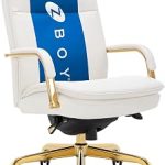 La-Z-Boy Opus Ergonomic Bonded Leather Swivel Executive Chair White and Gold CCHR10015A (New)