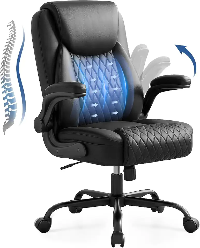 61qrn1OL2ML._AC_UL960_FMwebp_QL65_ GTPOFFICE Executive Office Chair with Comfortable Lumbar Support Ergonomic Gaming Chair with Flip-up Armrests & Zoned Pre (New) - Image 1