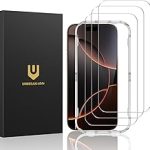 UNBREAKcable 3-Pack Screen Protector for iPhone 16 Pro Tempered Glass Shatterproof Easy Install 9H Hardness 99.99% HD (New)