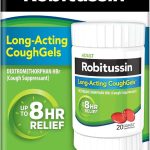 Robitussin Long-Acting CoughGels Cough Medicine 20 Liqui-Gels Adult Cough Suppressant and Expectorant Cough Plus Ches (New)