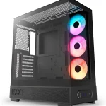 NZXT S5 RGB Compact ATX Mid-Tower PC Case - Black Panoramic Dual Tempered Glass Pre-Installed 360 mm RGB Reverse Fan U (New)