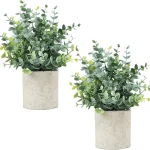Velener 2 Pcs Small Fake Plants Eucalyptus Artificial Plants Indoor for Shelf Potted Eucalyptus Plants for Home/Bathroo (New)