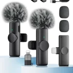 Wireless Microphone for iPhone iPad and Android Phone 2 Pack Wireless Lavalier Lapel Mic with Noise Reduction Plug and P (New)