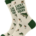 Lucky Fishing Socks Cotton Size 7-13 Fishermen Funny Fishing Gifts for Men Cotton Fish Socks Mens Gifts for Fisherman (New)