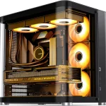 JONSBO TK-2 Black ATX Mid-Tower Pc CaseHyperboloid Glass Design Separated Cabinet Structure Al Alloy Shell Desktop Comp (New)
