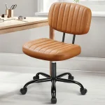 DUMOS Small Desk Chair Home Office Chair Comfy Lumbar Support PU Leather Low Back 360 Swivel Wheels Height Adjustab (New)