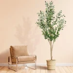 6ft Faux Olive Tree Artificial Olive Tree Indoor High Imitation Silk Plant Fake Olive Tree with Realistic Leaves and Fru (New)