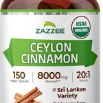 Zazzee USDA Organic Ceylon Cinnamon 20:1 Extract 150 Capsules Sri Lankan Vegan 5 Month Supply Cinnamomum Verum Anti (New)