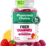 Physician's CHOICE Fiber Gummies for GLP-1 Support - No Sugar Added &amp Vegan - Raspberry Lemon - Natural Chicory Root Prebi (New)