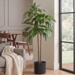 DUMOS 51in Artificial Dracaena Tree Indoor Tall Faux Fake Plants with Lifelike Leaves and Black Planter Pot Maintenance (New)