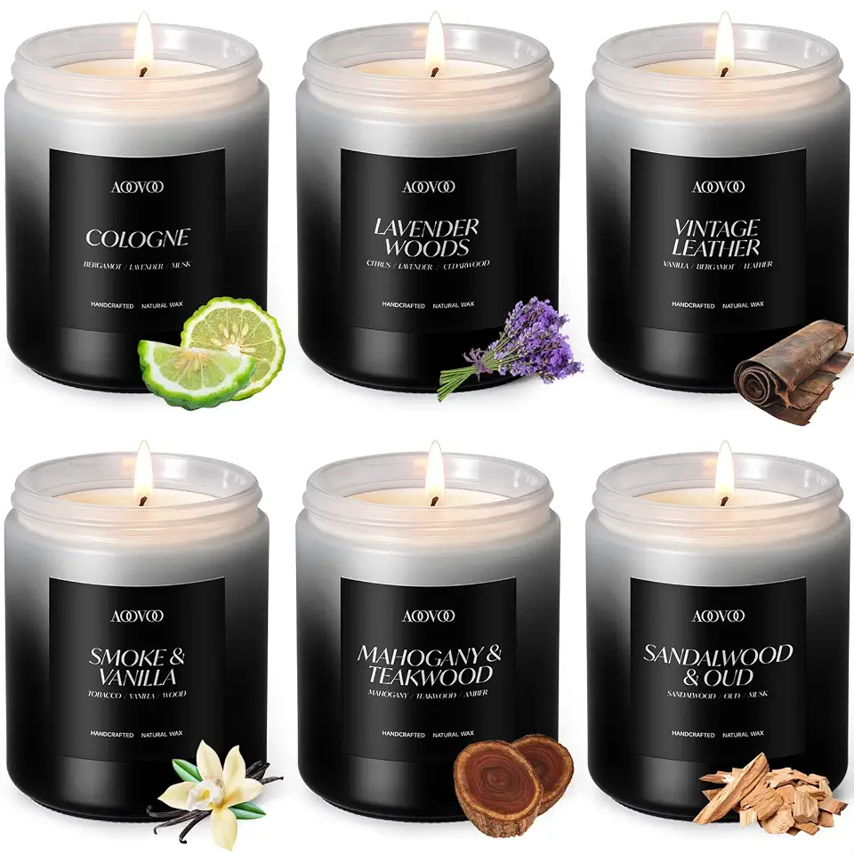 711eaf0vusL._AC_UL960_FMwebp_QL65_ AOOVOO Scented Candles Set - 6 Pack Men Candles for Home Scented 42 oz Soy Wax 300 Hour Long Lasting Candle Aromathera (New) - Image 1
