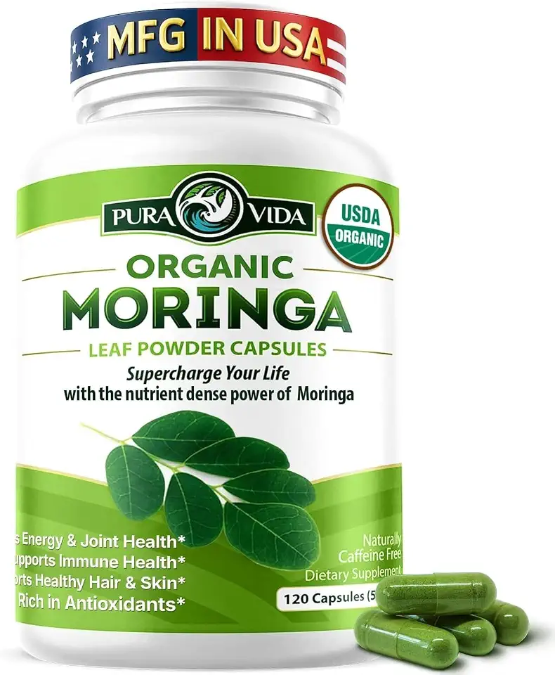 711l2cImwIL._AC_UL960_FMwebp_QL65_ PURA VIDA MORINGA Organic Moringa Capsules Pure Moringa Leaf Powder Single Origin for Energy Metabolism & Immune Suppor (New) - Image 1
