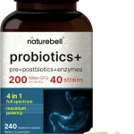 NatureBell Probiotics 200 Billion CFU Per Serving 40 Strains 240 Capsules 4-in-1: Probiotics Prebiotics Postbiotics (New)