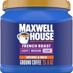 Maxwell House Ground Coffee French Roast Dark Roast 256 oz Canister Bold &amp Full-Bodied French Roast Coffee Intense D (New)
