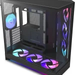 NZXT H9 Flow RGB - Dual-Chamber ATX PC Case - Black Flagship dual-chamber case with 7 RGB fans and NZXT Control Hub pr (New)