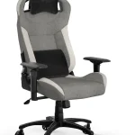 Corsair T3 Rush Fabric Gaming Chair 2023   Gray and White Racing-Inspired Design Soft Fabric Exterior Padded Neck Cu (New)