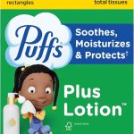 Puffs Facial Tissues Plus Lotion 8 Family Rectangle Boxes 124 Facial Tissues per Box Allergies and Colds Packaging May (New)