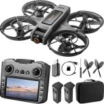 Drone with UHD Camera Drone with Screen on Controller for Beginners Remote Control Quadcopter with 2 Batteries One Key (New)