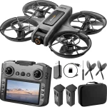 Drone with UHD Camera Drone with Screen on Controller for Beginners Remote Control Quadcopter with 2 Batteries One Key (New)