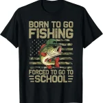 Born to Go Fishing Bass Fish Funny Fisherman Boys Kids Men T-Shirt (New)