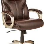 Amazon Basics Executive High Back Office Chair Adjustable Height Tilt Swivel Padded Armrests Brown/Gold (New)