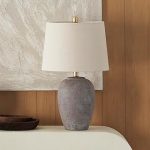 Nourison Home 23" Greyish Brown Earth Tone Rustic Farmhouse Ceramic Table Lamp for Bedroom Living Room Dining Office w (New)