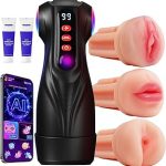 Uoffile Male Toys for Men 3 Sleeves AI Sync Pocket Pump with 9 Sucking 9 Vibrating APP Ad (New)