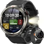 Military Smart Watch for Men with 100 Days Battery/Flashlight/Compass 120 Sport Modes2 Straps/Heart Rate/Sleep Monitor (New)