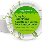 Amazon Basics Everyday Disposable Paper Plates 8.62 Inch Microwave-Safe Cut Resistant Soak-Proof 100 Count Packaging (New)