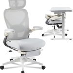 FLEXISPOT Foldex Mesh Ergonomic Office Chair Folding Grey Folding Chair for Small Spaces Lumbar Support Flip-up Armr (New)