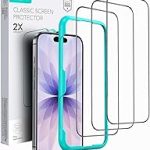 ESR 3 Pack for iPhone 17/iPhone 16 Pro Screen Protector Align Frame Military Grade Shatterproof 9H Tempered Glass Scr (New)