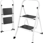 HBTower 2 Step Ladder Folding Step Stool for Adults with Anti-Slip Pedal 330 lbs Capacity for Kitchen Home White (New)
