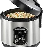 Hamilton Beach Digital Programmable Rice Cooker Food Steamer 8 Cups Cooked 4 Uncooked With Steam Rinse Basket Sta (New)