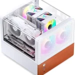 JONSBO V12 White Micro ATX Mid Tower PC Case Hyperboloid Glass Desktop Design Separated Cabinet StructureWalnut WoodMA (New)