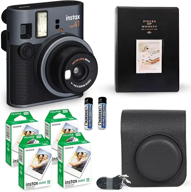 719KfVgOJDL._AC_UY654_FMwebp_QL65_ Fujifilm Instax Mini 41 Instant Camera Vintage Black Fujifilm Value Pack 40 Sheets Shutter Accessories Bundle Incl (New) - Image 1