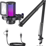 MAONO DGM20S USB Gaming Microphone for PC Noise Reduction Condenser Mic RGB Lighting Tap-to-mute Gain Control Headph (New)