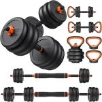 FEIERDUN DS2 Adjustable Dumbbells 20/30/40/45/70/90lbs Free Weight Set with Connector 5 in1 Dumbbells Set Used as Barbel (New)