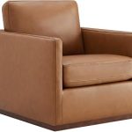 CHITA Genuine Leather Swivel Chair Wood Frame Fully Assembled Saddle Leather Arm Chair with 360° Swivel Solid Wood Ba (New)