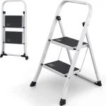 2-Step Ladder with Wide Anti-Slip Platform &amp Thick Rubber Feet Heavy Duty Foldable &amp Portable 330 lbs Capacity Steel (New)