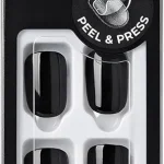 Kiss Impress No Glue Mani Press On Nails Kit 30 All Black Peel and Stick Nails Super Slim Short Squoval Glossy Gel Fini (New)